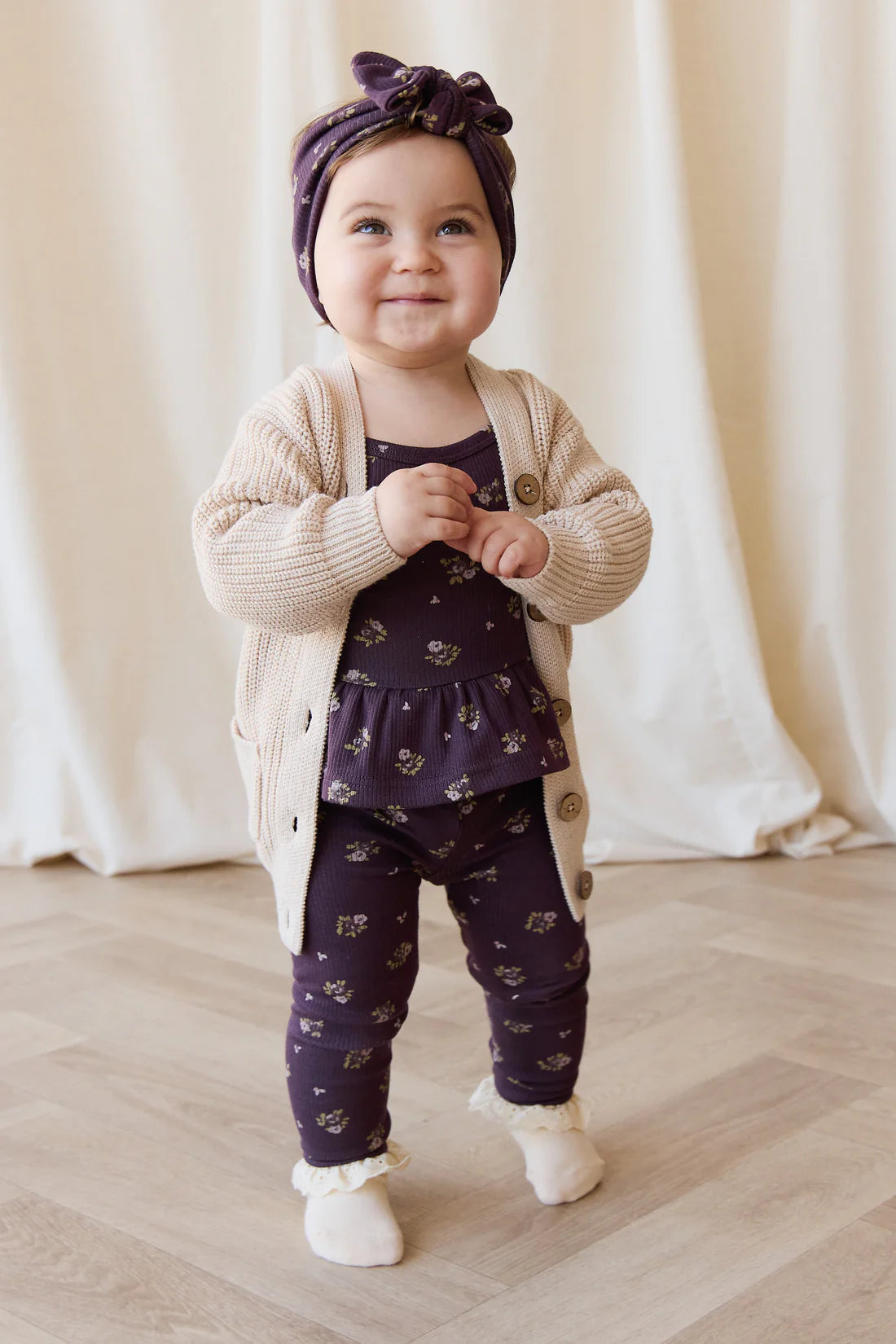 Jamie Kay - Organic Cotton Fine Rib Bodysuit & Legging Set - Simone Huckleberry