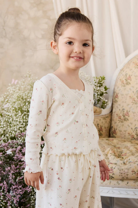 Jamie Kay - Organic Cotton Pointelle Carine Cardigan - Eloise Egret