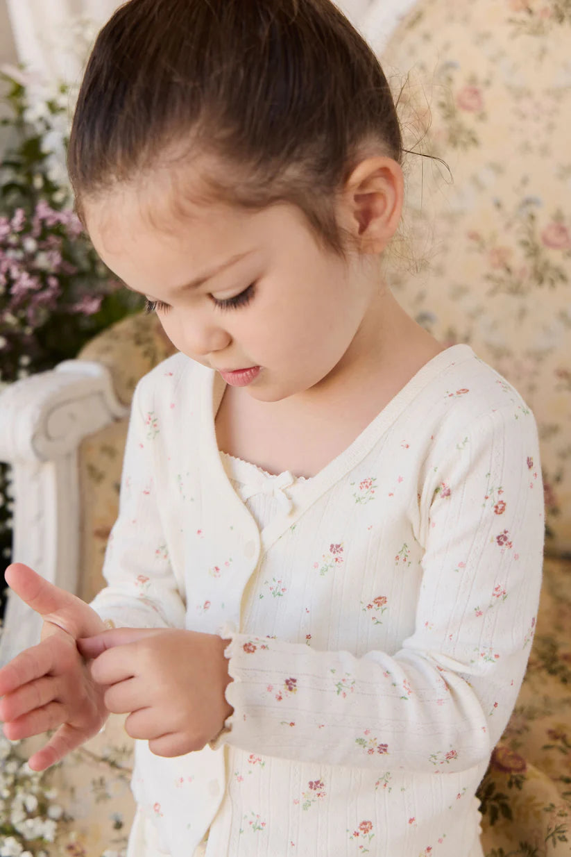 Jamie Kay - Organic Cotton Pointelle Carine Cardigan - Eloise Egret