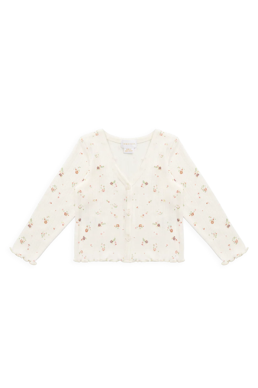 Jamie Kay - Organic Cotton Pointelle Carine Cardigan - Eloise Egret