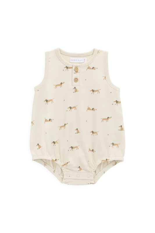 Jamie Kay - Organic Cotton Archie Playsuit - Play Ball Cassava