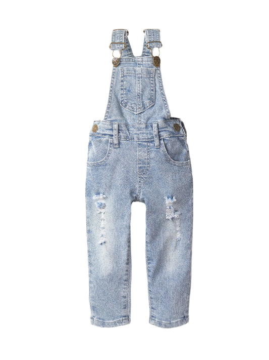 Little Bipsy  - Light Wash Distressed Denim Overall