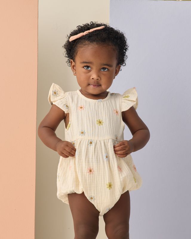 Rylee + Cru - Amelia Romper || Embroidered Daisies