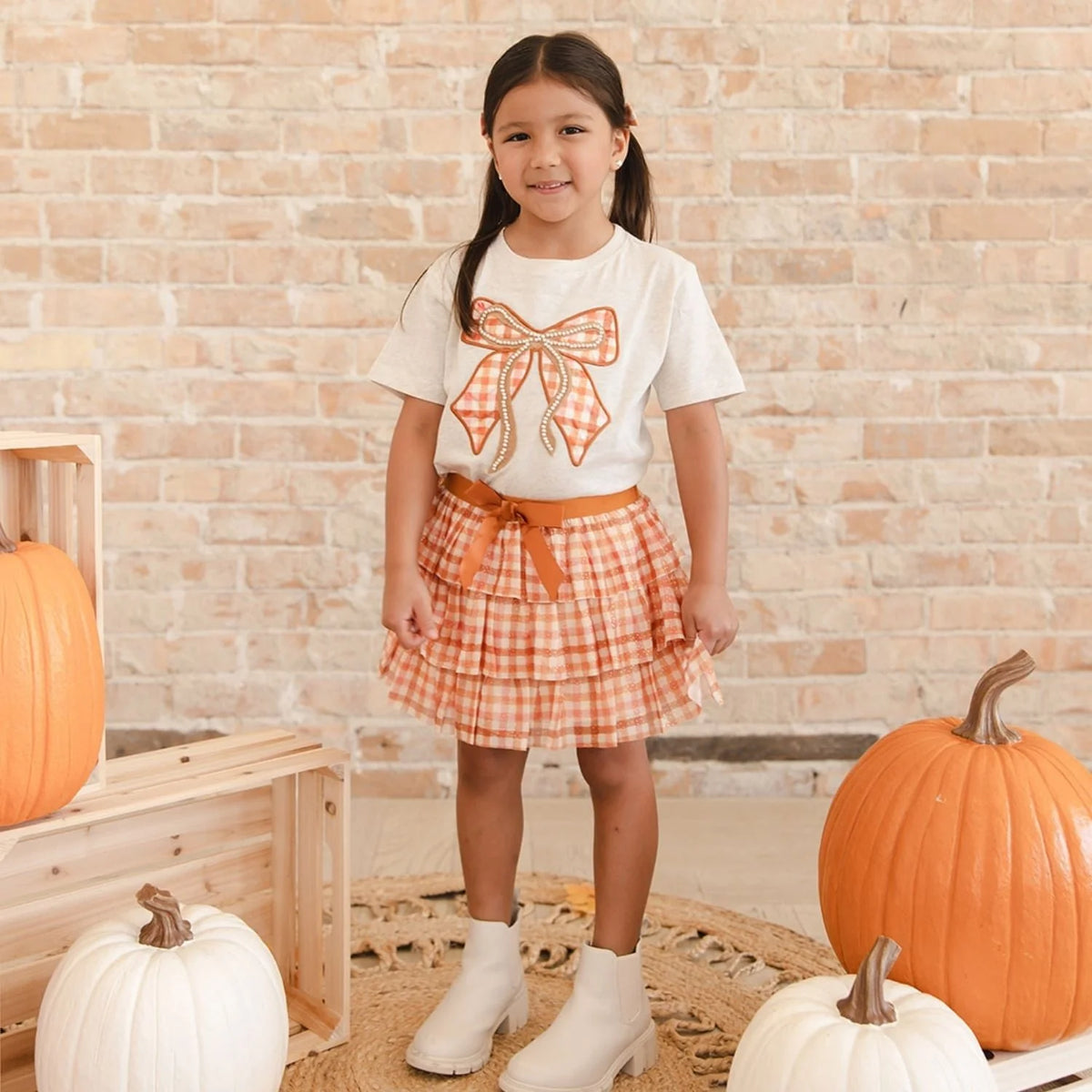 Sweet Wink - Cinnamon Plaid Tiered Tutu Skirt