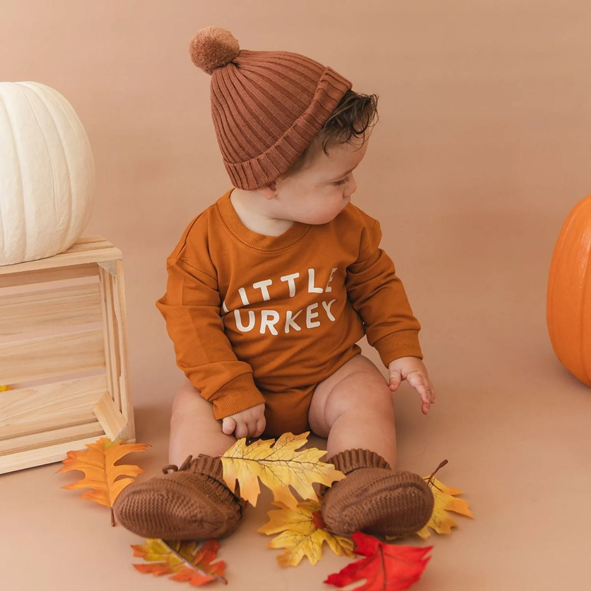 Sweet Wink - Little Turkey Thanksgiving Long Sleeve Romper