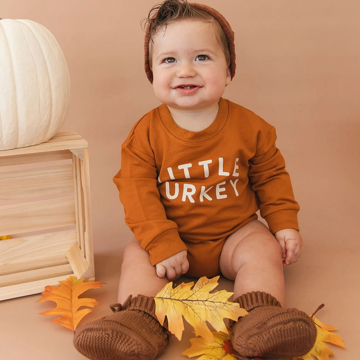 Sweet Wink - Little Turkey Thanksgiving Long Sleeve Romper