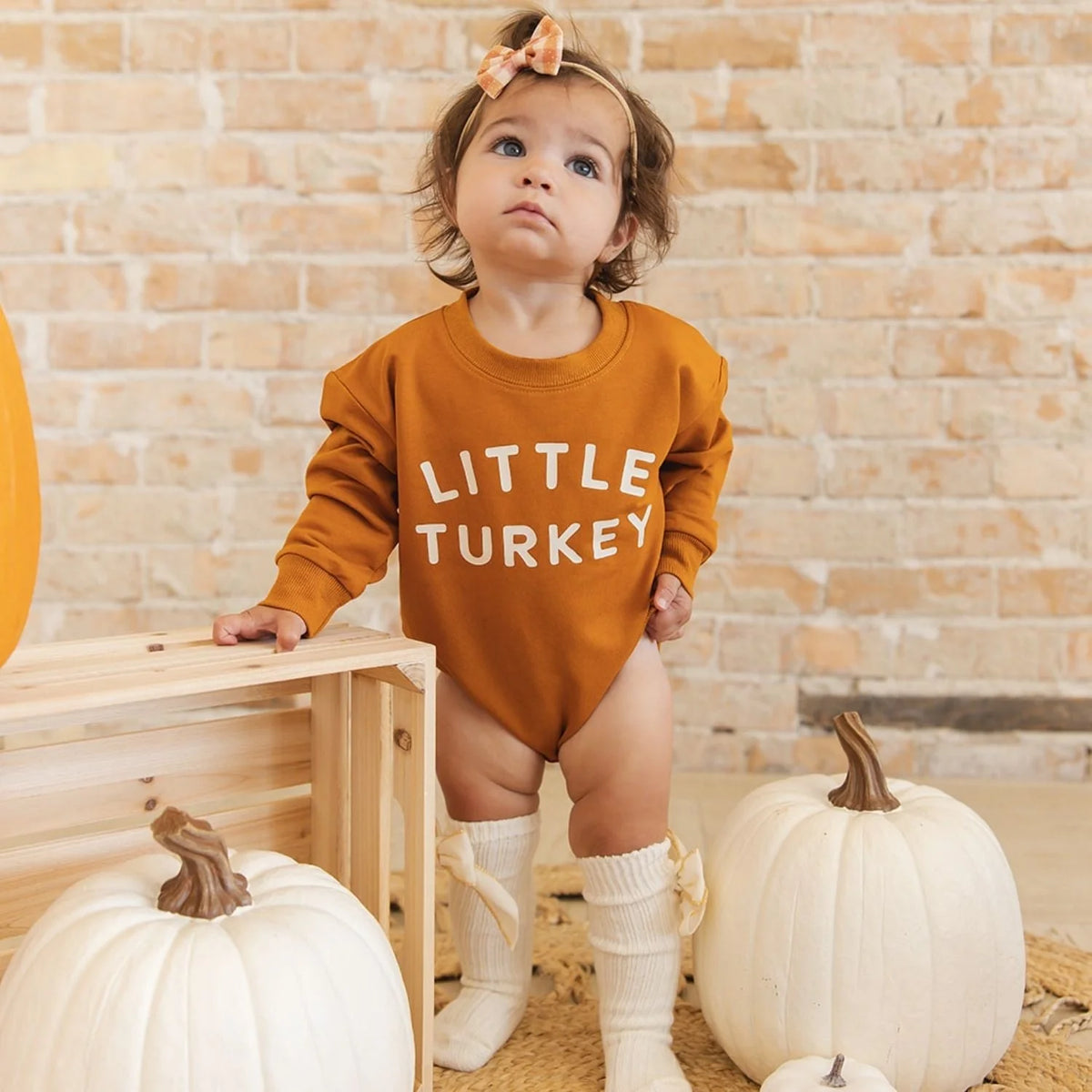 Sweet Wink - Little Turkey Thanksgiving Long Sleeve Romper