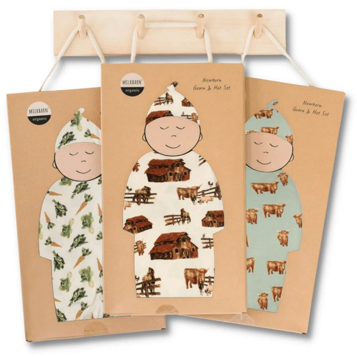 Milkbarn - Organic Newborn Gown & Hat Set | Vintage Balloons