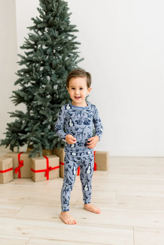 KicKee Pants - Print Long Sleeve Pajama Set in Moonlight Scandinavian Animals