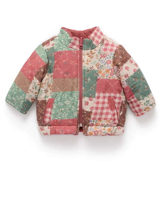 Purebaby - Reversible Quilted Jacked - Patchwork Print