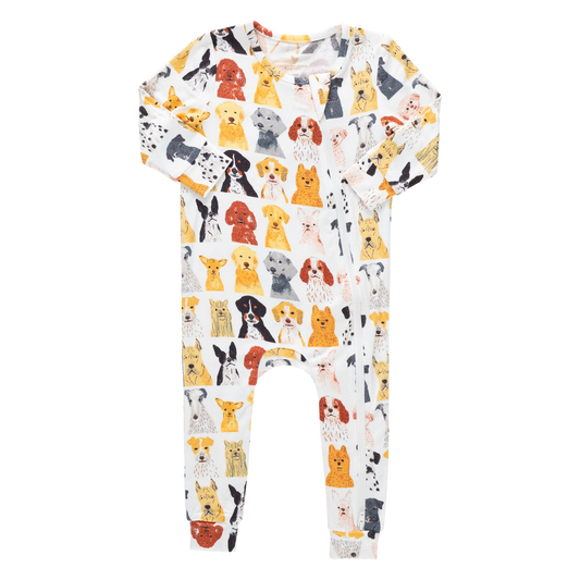 Pink Chicken - Baby Bamboo Romper - Small Watercolor Dogs