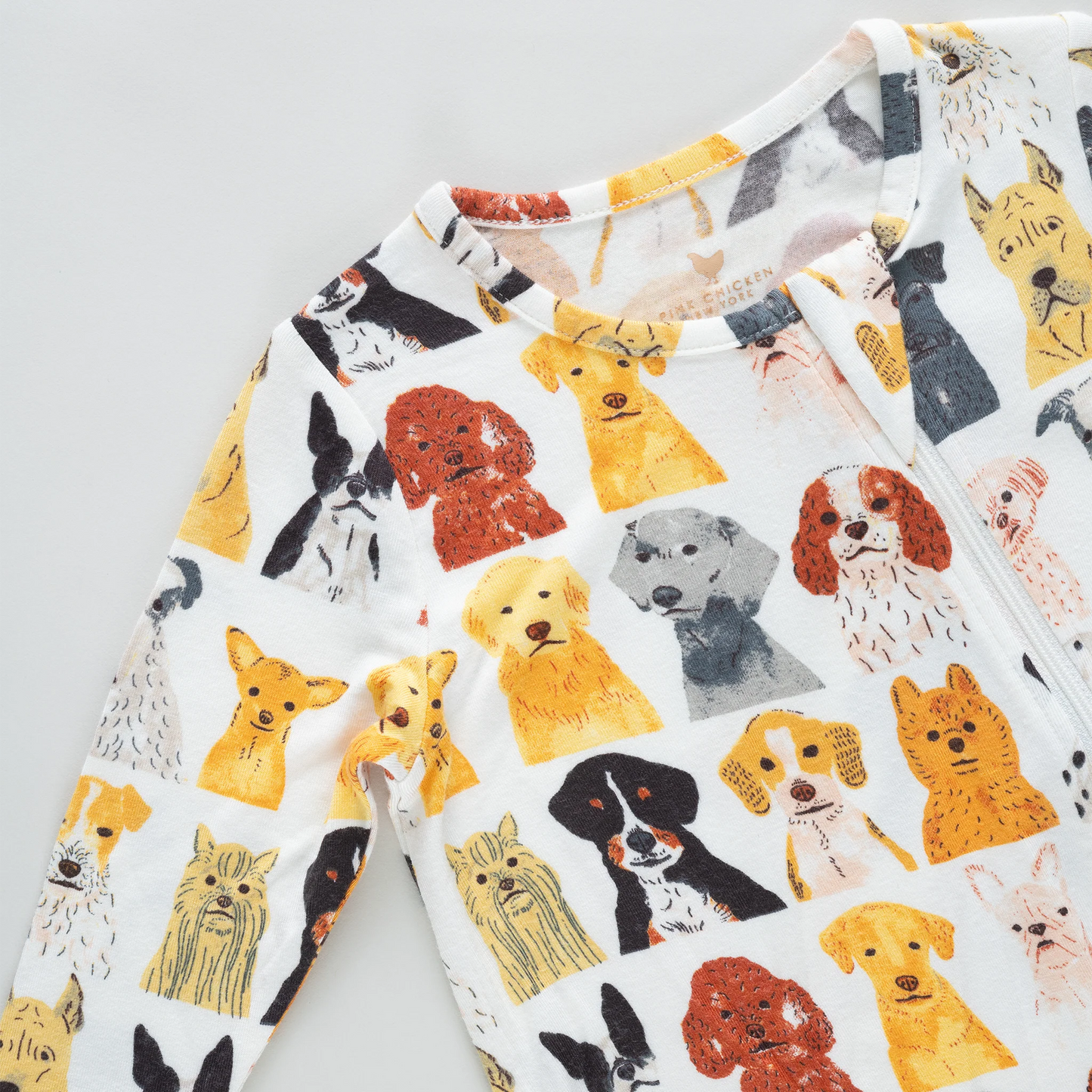Pink Chicken - Baby Bamboo Romper - Small Watercolor Dogs