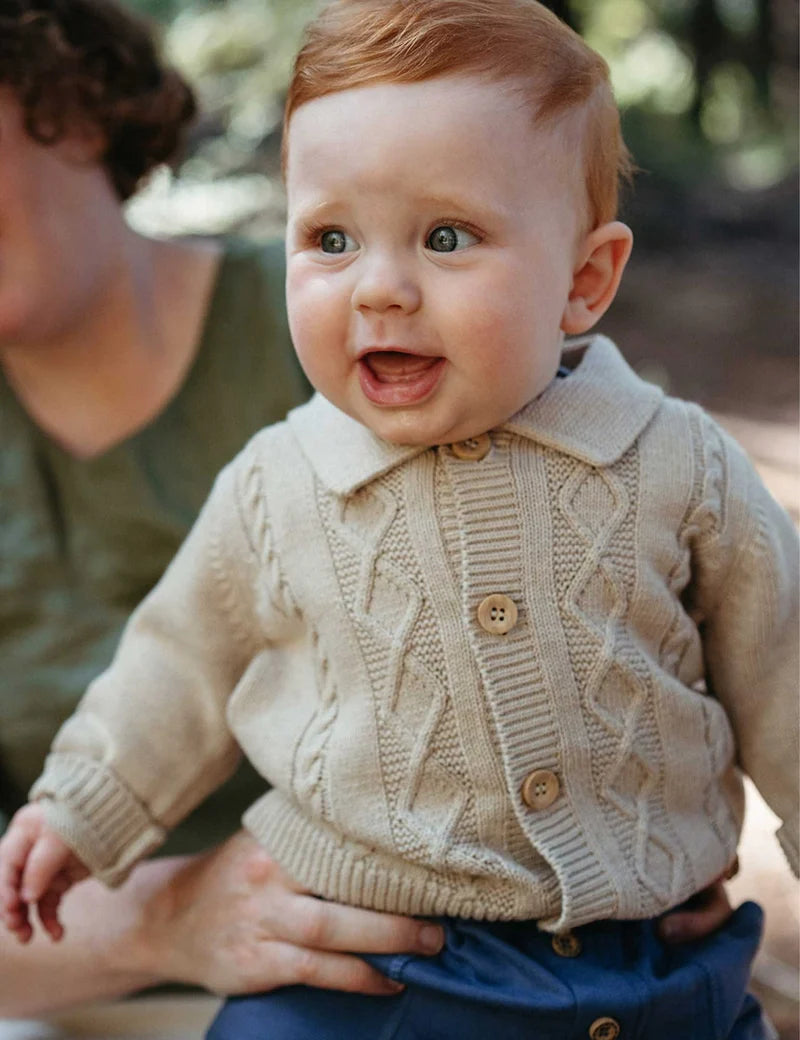 Purebaby - Cable Cardigan - Oatmeal Melange