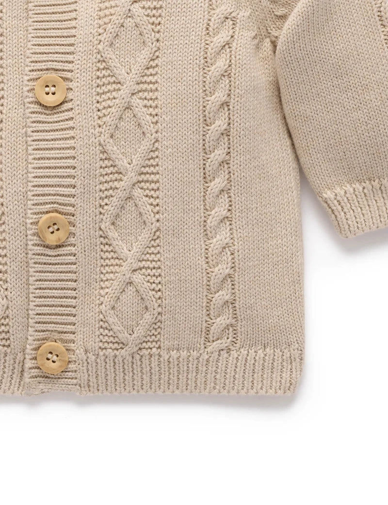 Purebaby - Cable Cardigan - Oatmeal Melange