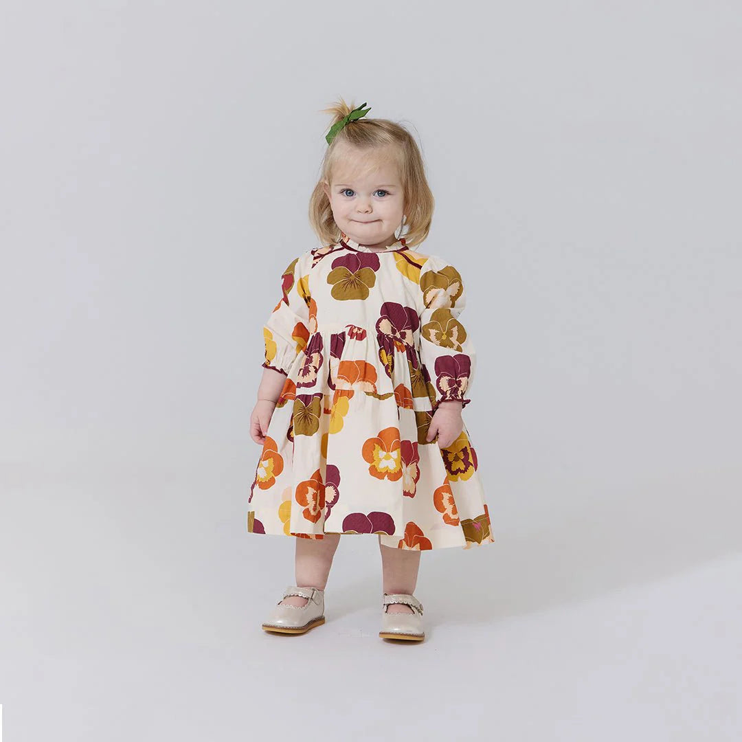 Pink Chicken -  Autumn Pansies | Baby Girl Charlie Dress Set