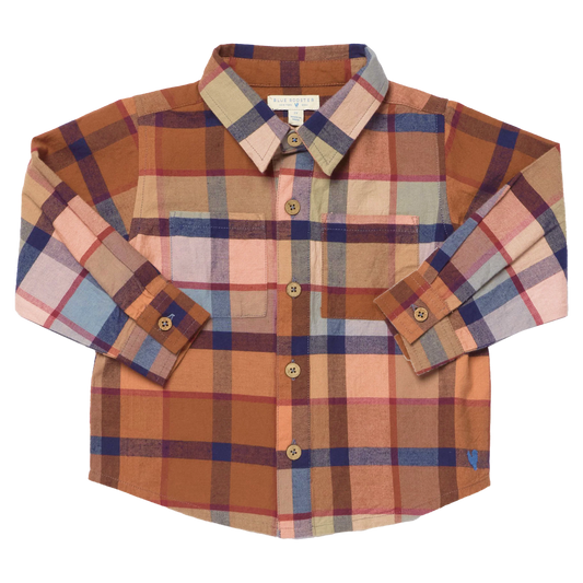 Pink Chicken - Boys Jack Shirt - Hayride Plaid