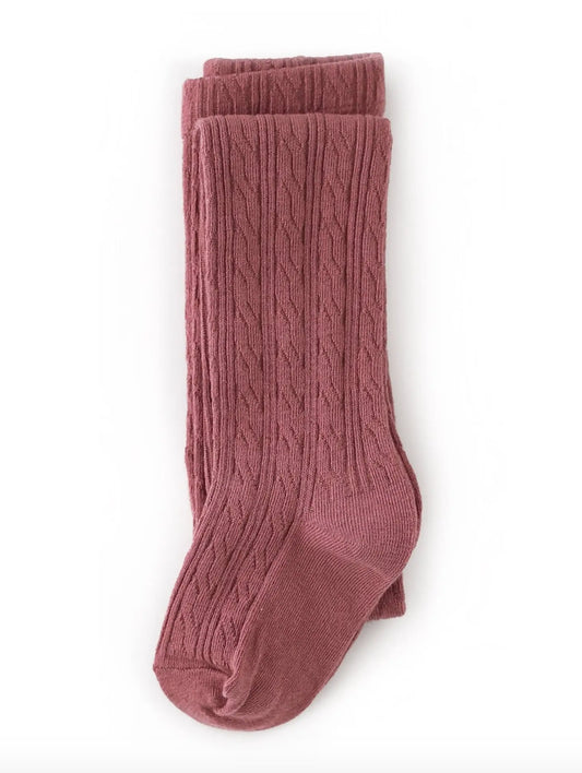 Little Stocking Co. - Mauve Rose Cable Knit Tights