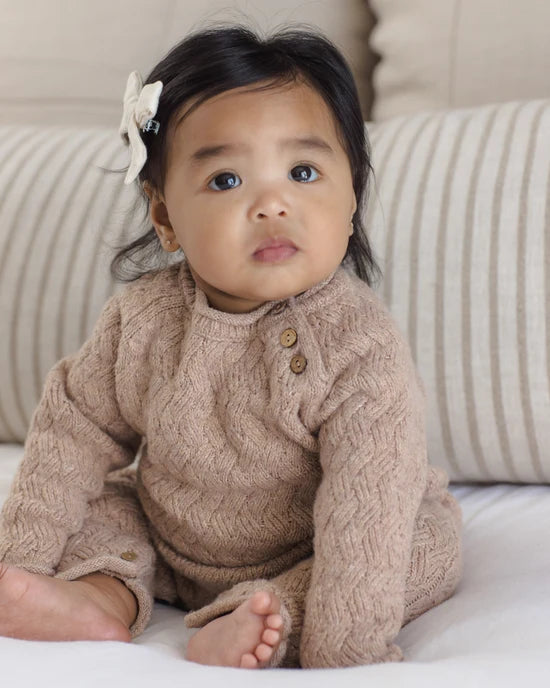 Quincy Mae - Cozy Heather Knit Jumpsuit || Heathered Almond