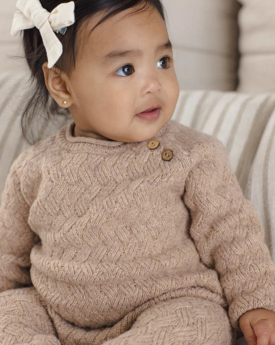 Quincy Mae - Cozy Heather Knit Jumpsuit || Heathered Almond