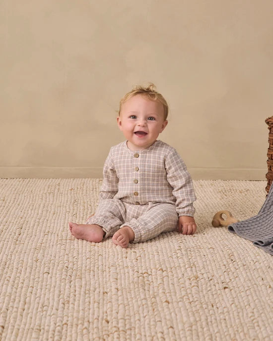Quincy Mae - Woven Jumpsuit || Blue Gingham