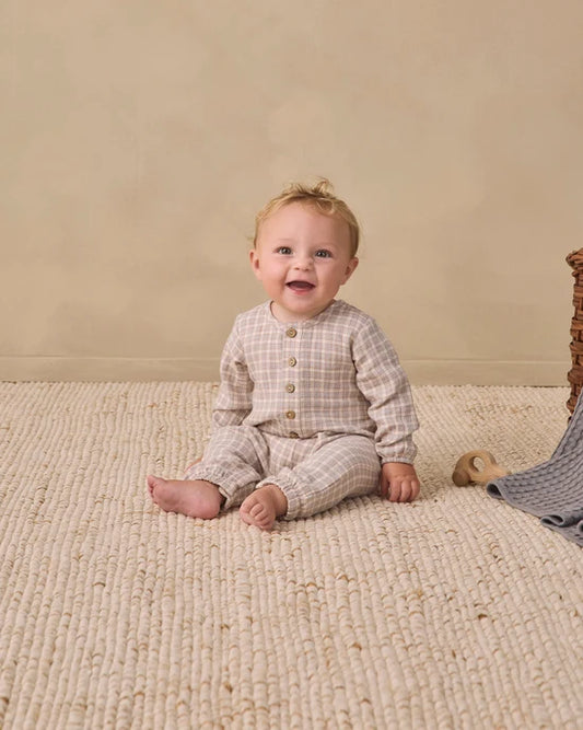 Quincy Mae - Woven Jumpsuit || Blue Gingham