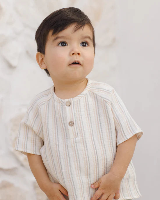 Quincy Mae - Short Sleeve Zion Shirt || Summer Stripe