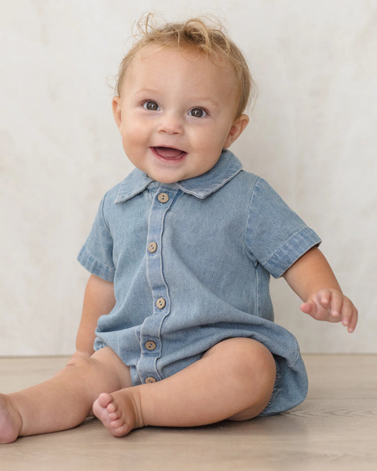 Quincy Mae - Matteo Romper Lightweight || Denim