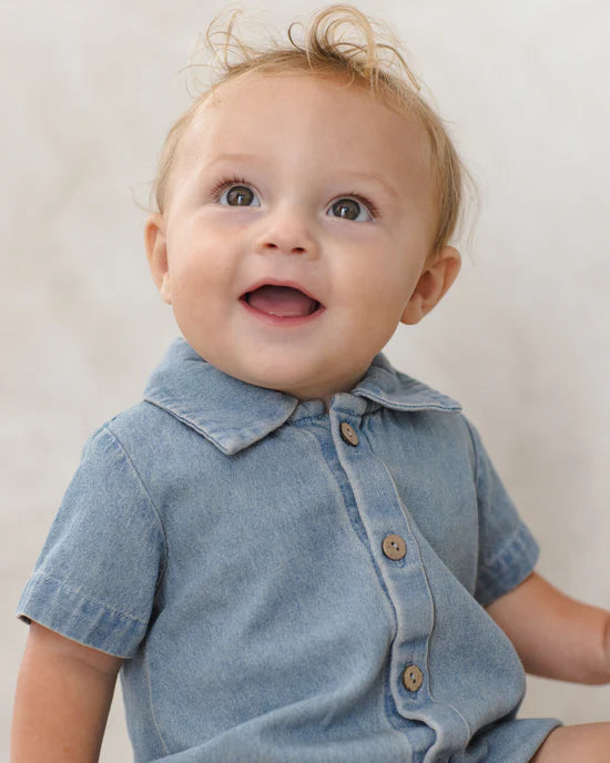 Quincy Mae - Matteo Romper Lightweight || Denim