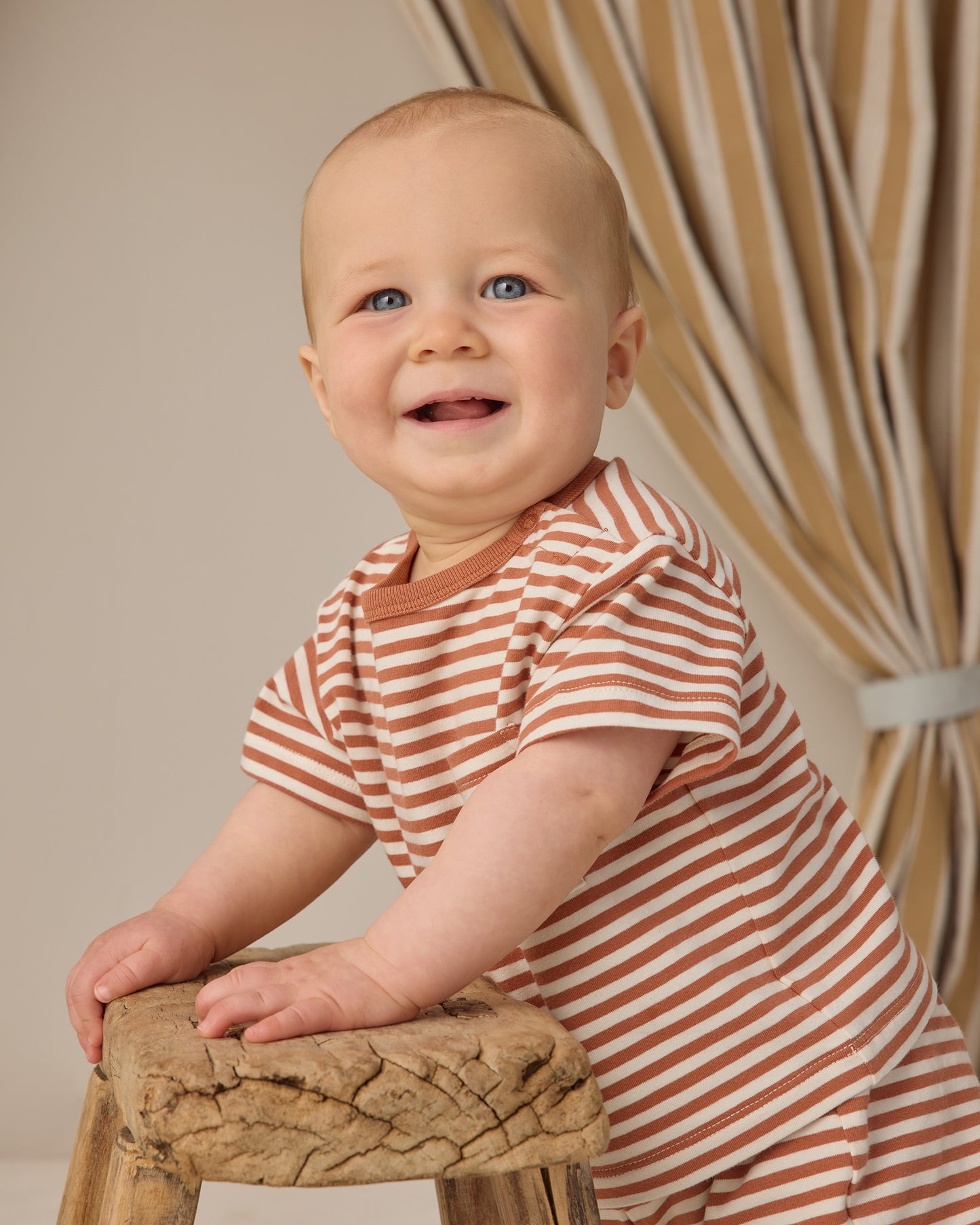 Quincy Mae - Boxy Pocket Tee + Short Set || Poppy Stripe