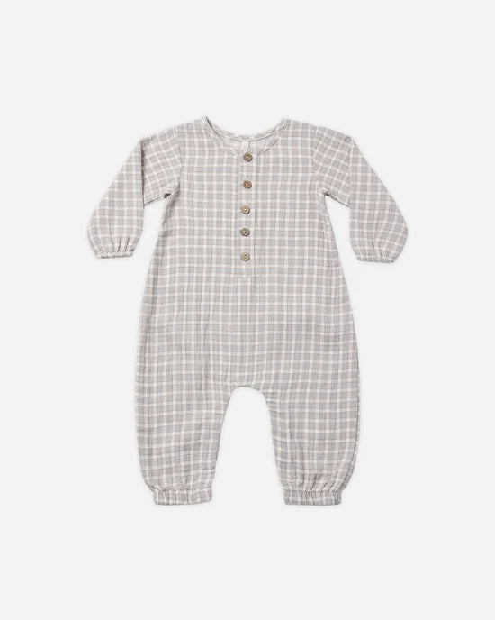 Quincy Mae - Woven Jumpsuit || Blue Gingham