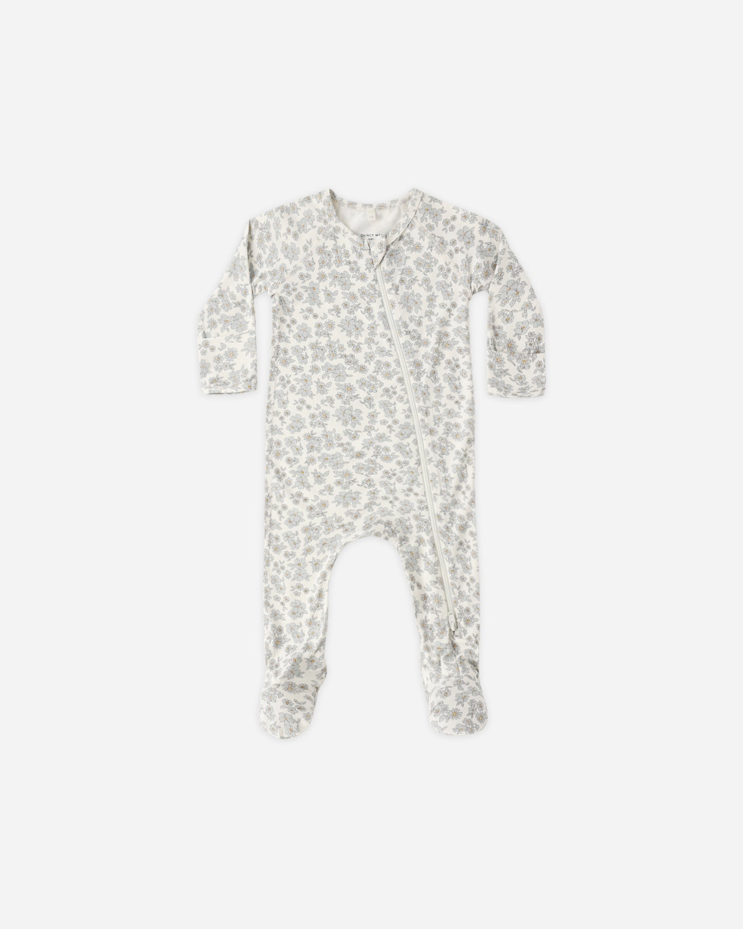 Quincy Mae - Bamboo Zip Footie || Blue Floral