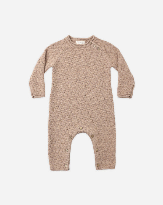 Quincy Mae - Cozy Heather Knit Jumpsuit || Heathered Almond