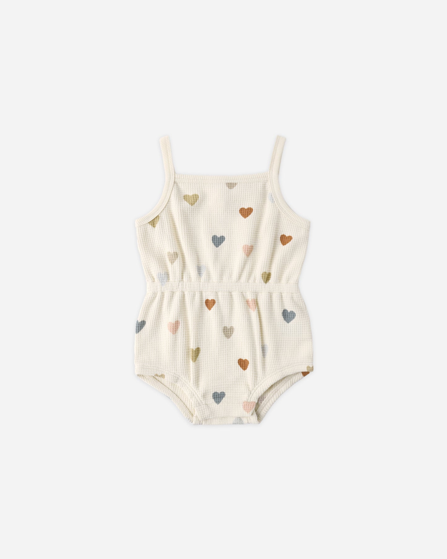 Quincy Mae - Waffle Cinch Romper || Confetti Hearts