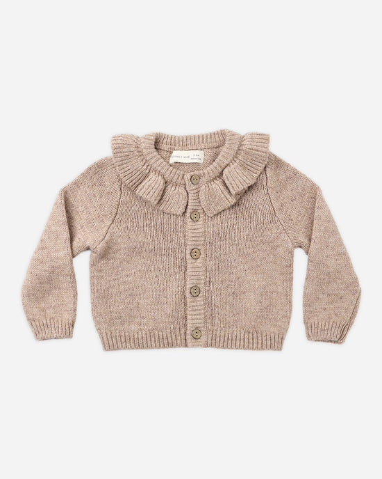 Quincy Mae - Ruffle Collar Cardigan || Heathered Almond