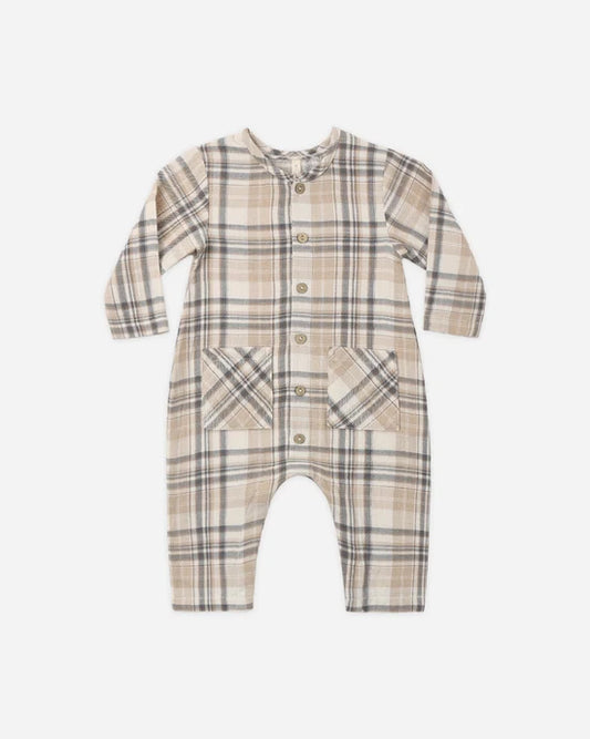 Quincy Mae - Pocketed Woven Jumpsuit || Fall Plaid
