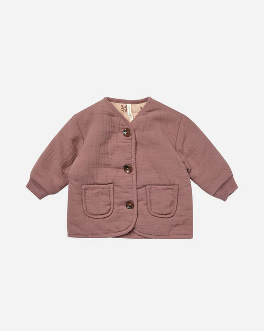 Quincy Mae - V-Neck Fig Button Jacket