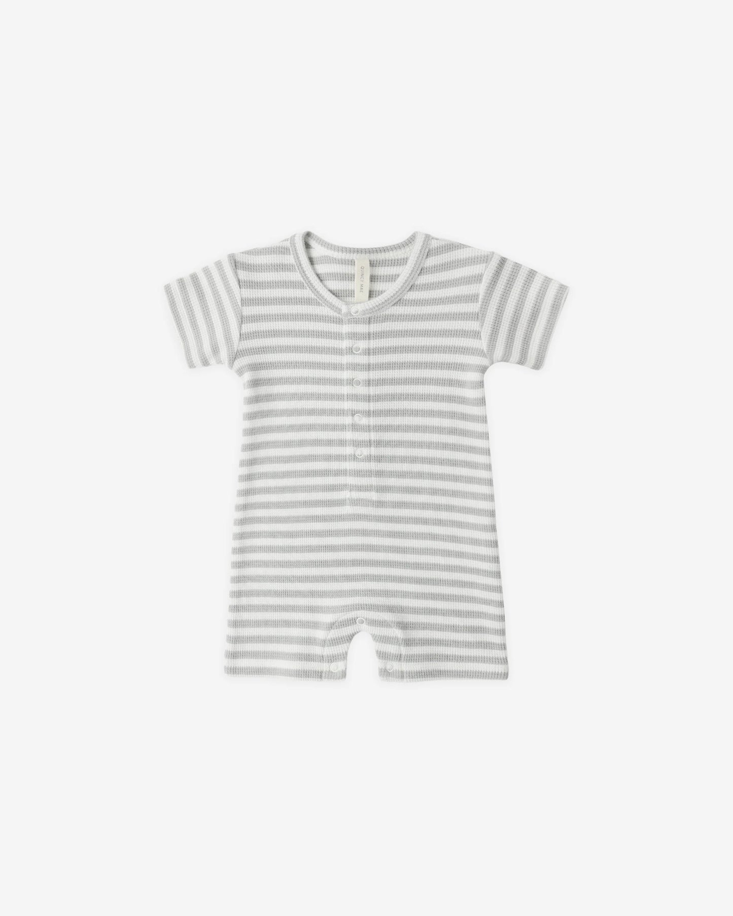 Quincy Mae - Waffle Snap Romper || Sage Stripe