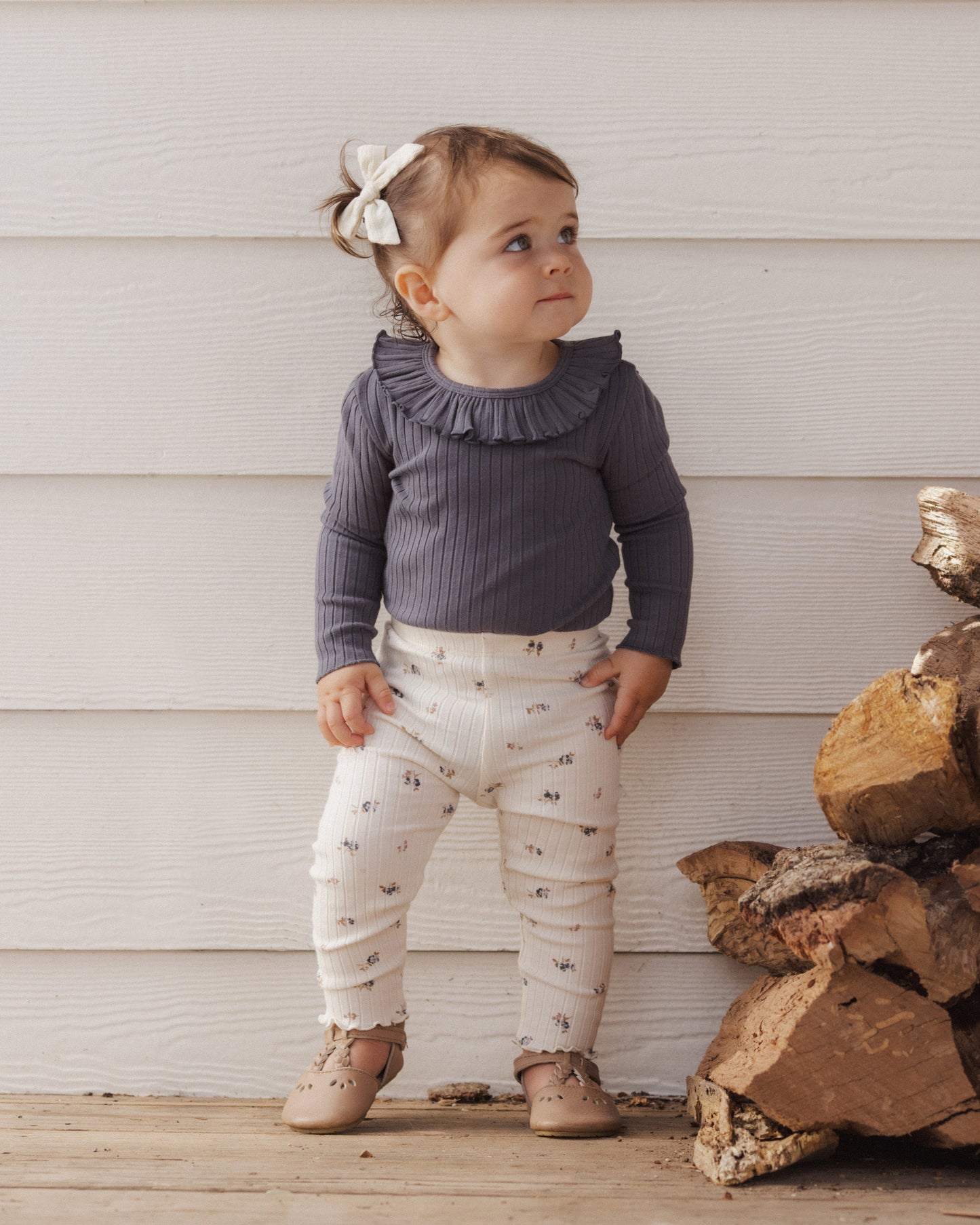 Rylee + Cru - Ruffle Collar Bodysuit || Midnight