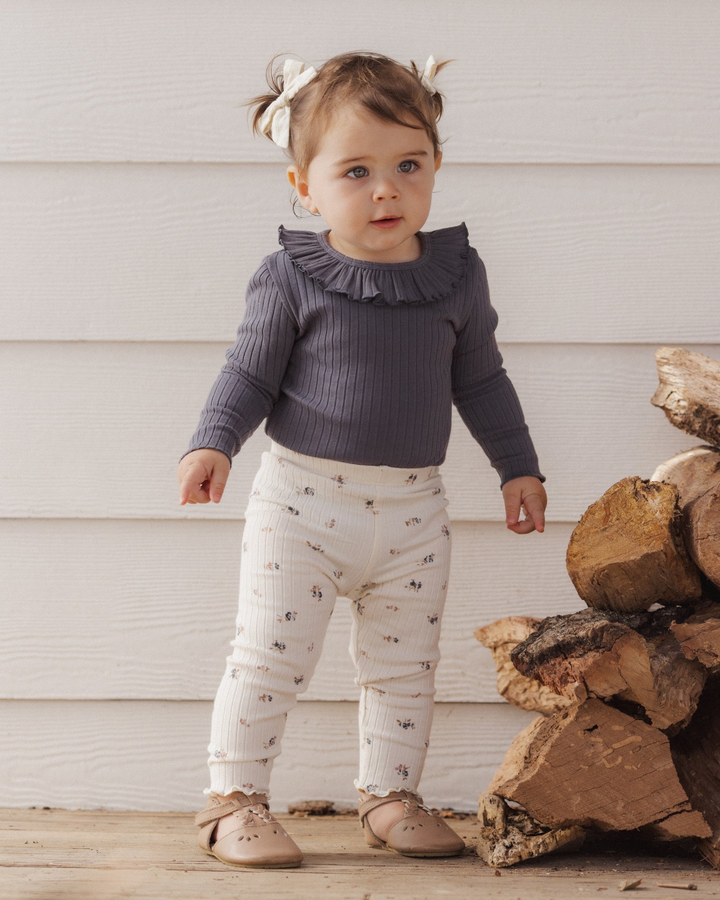 Rylee + Cru - Ruffle Collar Bodysuit || Midnight