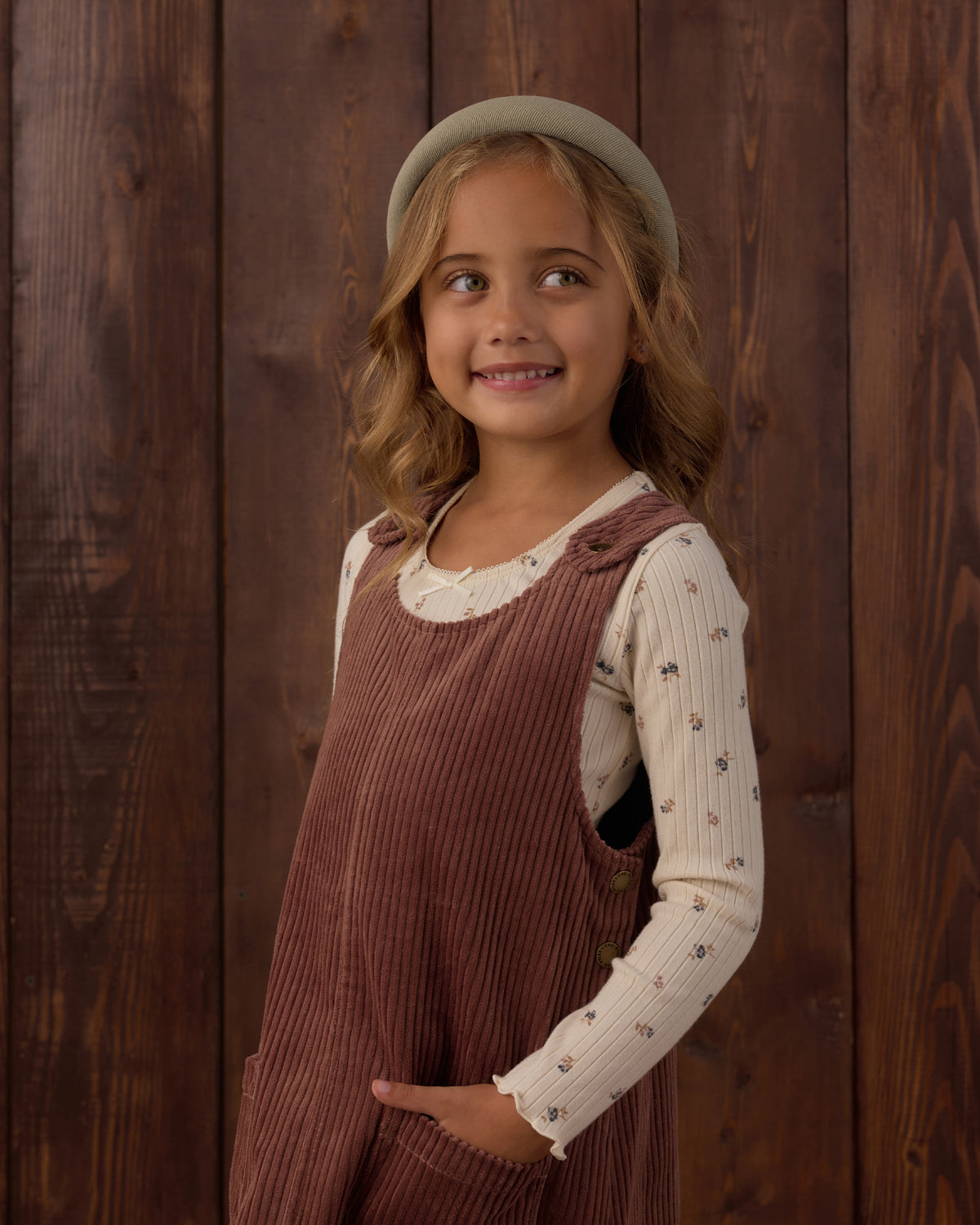 Rylee + Cru - Ribbed Long Sleeve || Natural Ditsy