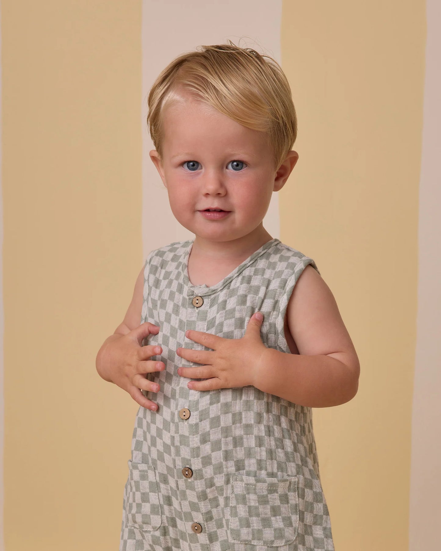 Rylee + Cru - Woven Jumpsuit || Sage Check