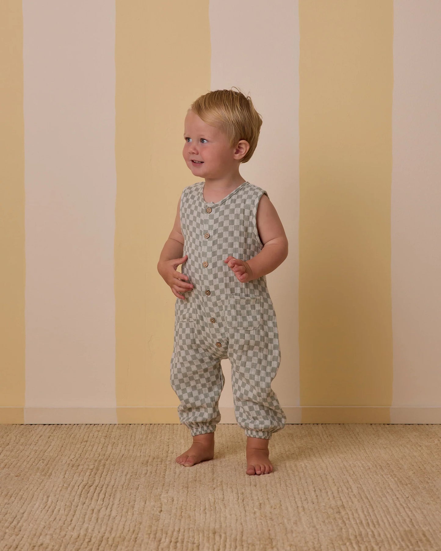 Rylee + Cru - Woven Jumpsuit || Sage Check