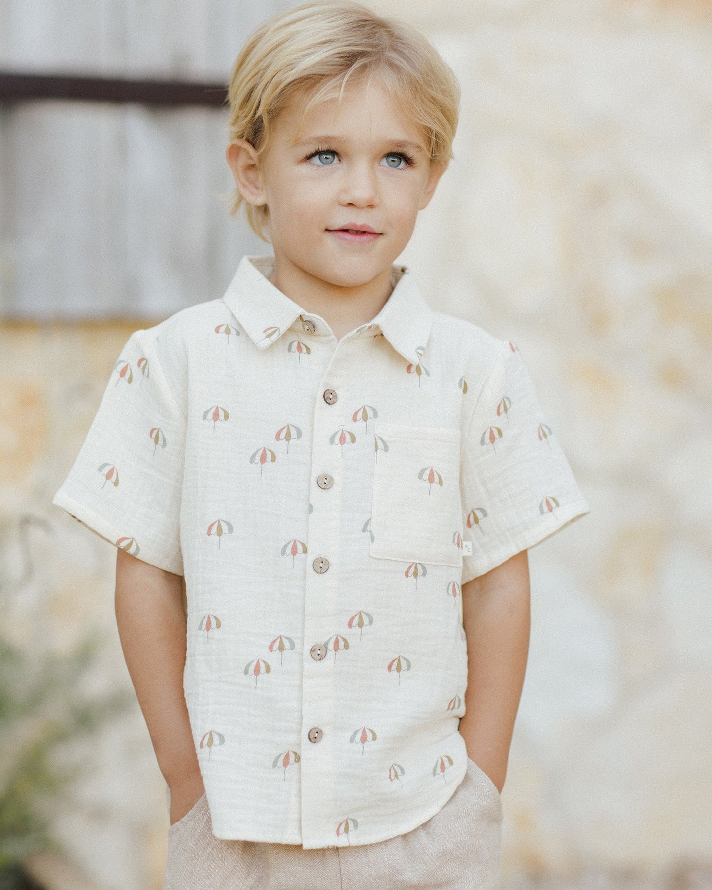 Rylee + Cru - Collared Short Sleeve Shirt || Umbrellas