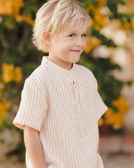 Rylee + Cru - Mason Shirt || Grapefruit Stripe