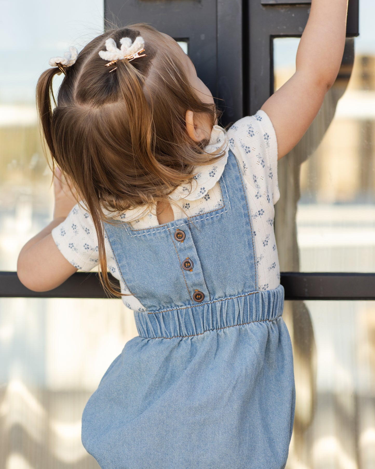 Rylee + Cru - Denim Romper || Washed Blue