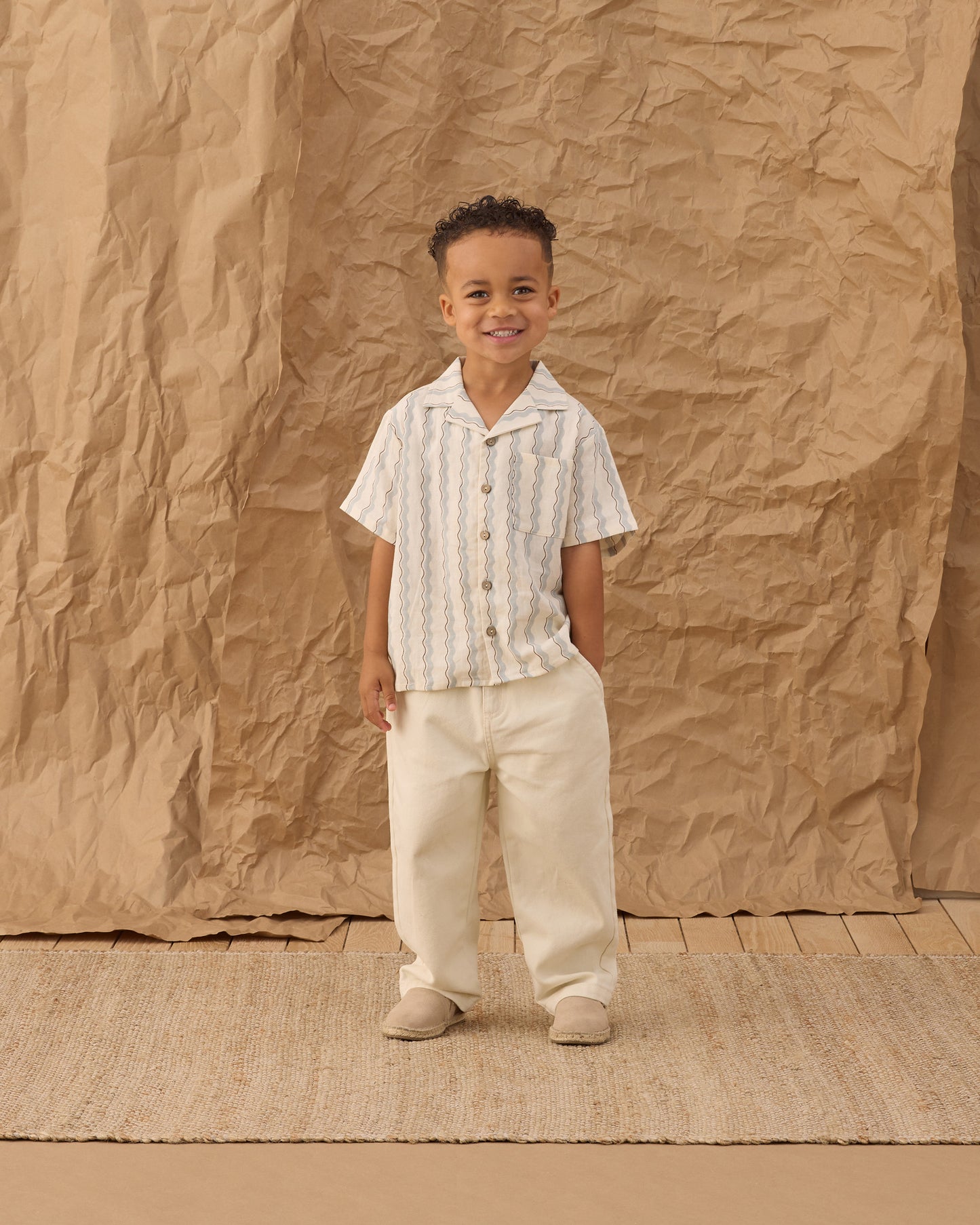 Rylee + Cru - Lapel Collar Shirt || Wave Stripe