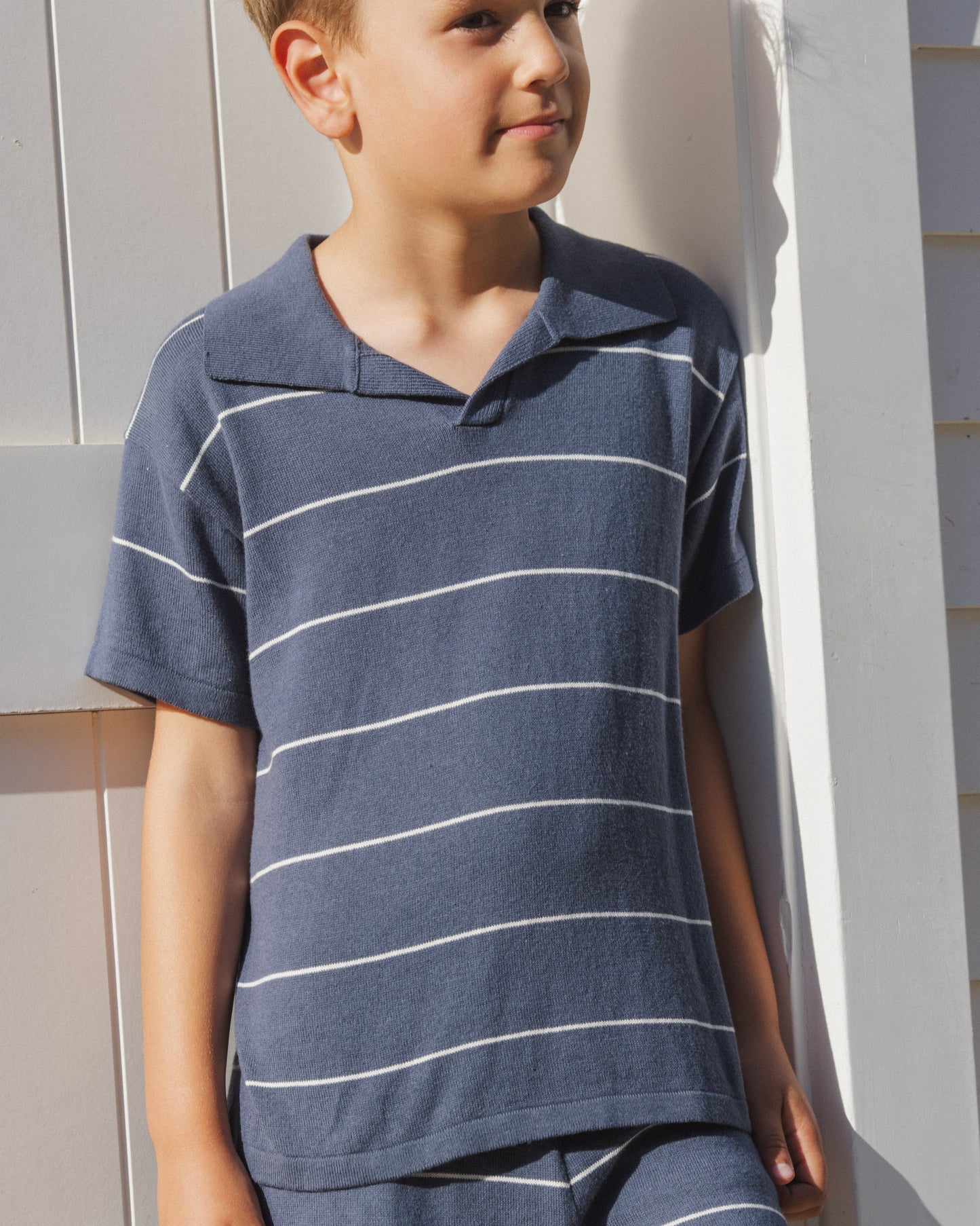 Rylee + Cru - Chandler Knit Polo || Navy Stripe