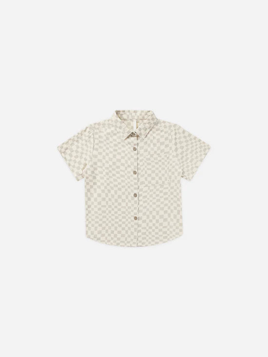 Rylee + Cru - Collared Short Sleeve Shirt || Dove Check