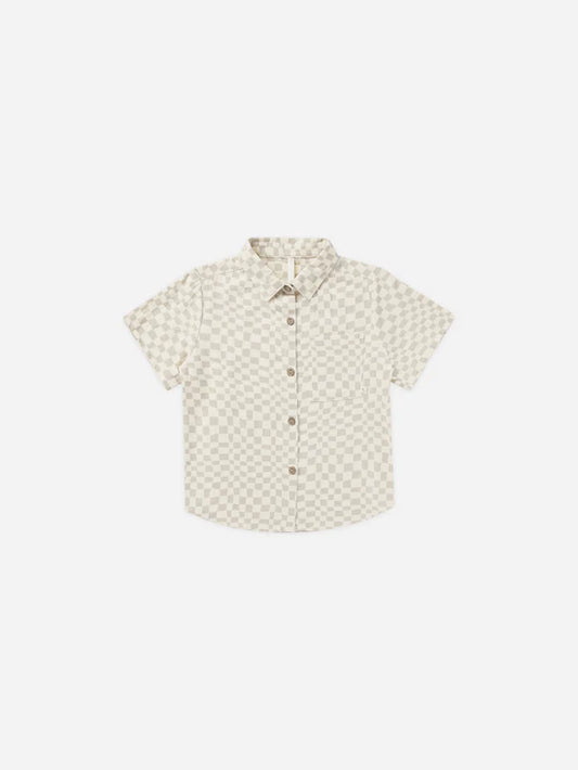 Rylee + Cru - Collared Short Sleeve Shirt || Dove Check