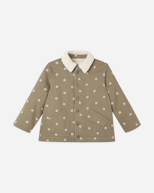Rylee + Cru - Long Chore Coat || Embroidered Daisies